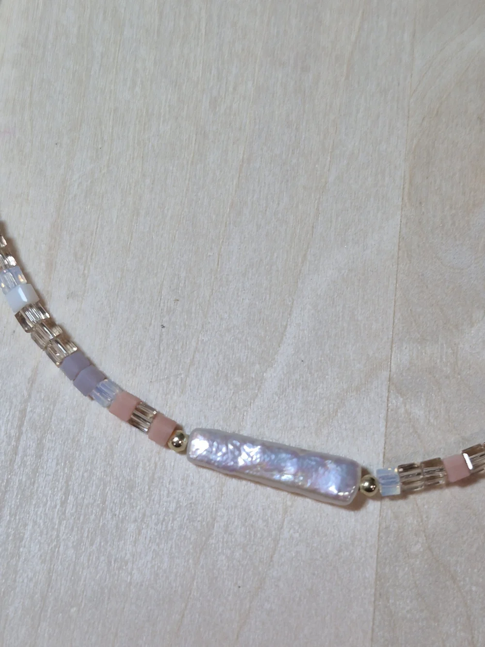 🧡💛NEW🧡💛 PRETTY!! Chopstick Freshwater Pearl Nat. Stone Mini Cube Necklace